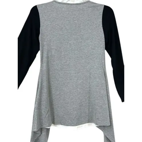 Relaxed Streetwear Mock Cardigan Top M – Preppy Casual Monochrome Contrast Size M