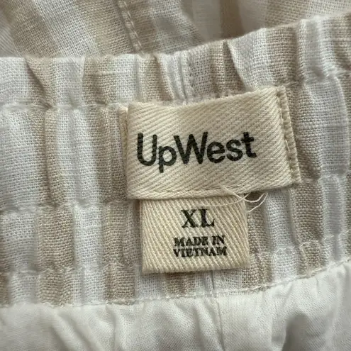 UpWest Linen Cotton Pull On Shorts NWOT Beach Weave Sand Stripe Size XL Tan