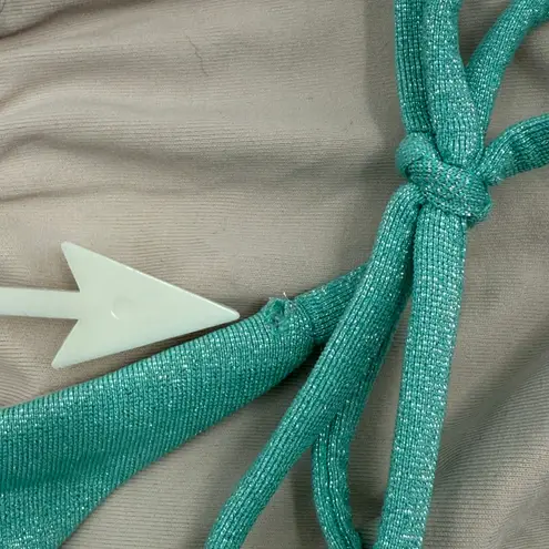 PQ SWIM PILYQ Bikini Bottoms SZ Large NWT Divine Tie Side Full Aqua Blue Shimmer