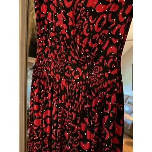 Monaco Ankle Length Sequin Side Slit Dress Small Red