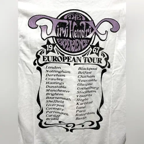 PRINCE PETER Jimi Hendrix European Tour Tee M 18.5” p2p White $60 Retail NWT Size M