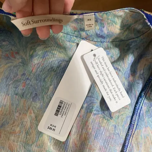 Soft Surroundings Cay Villa Cardigan colorful marble embroidered kimono size 2/4