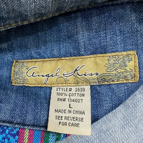 Customized Embroidered Patch Peacock Denim Jean Jacket Size M