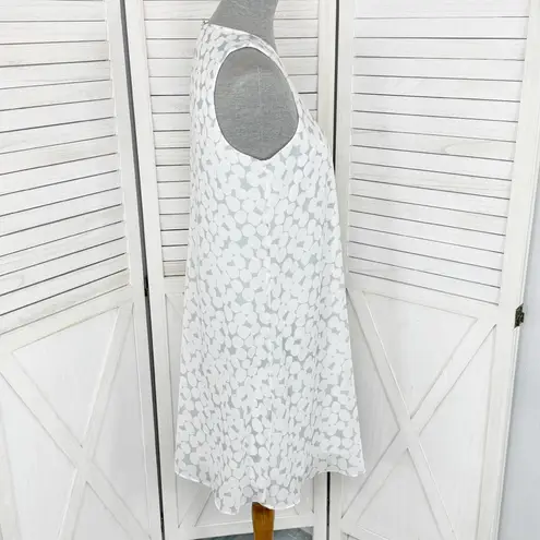 Calvin Klein  Polkadot Chiffon Sleeveless Tent Swing Dress White Grey Size 8