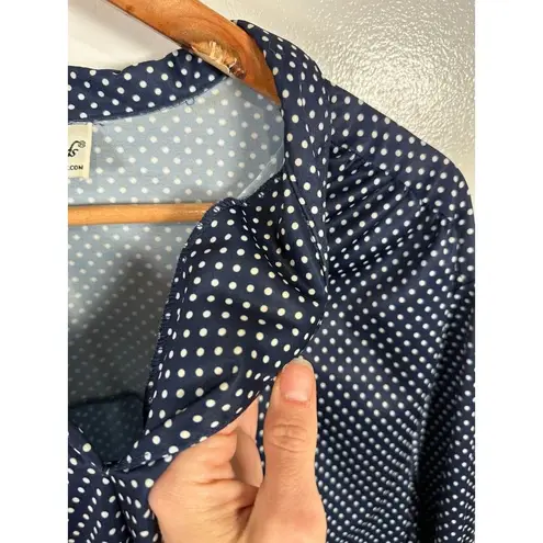 Vintage Anthony Richards 3X Womens Top MuuMuu Blouse Polka Dot Blue White