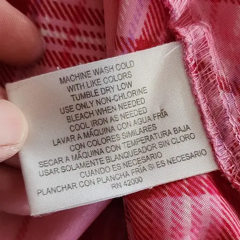 Jaclyn Smith Pink Red Plaid Lace Trim Satin Chemise Size Medium