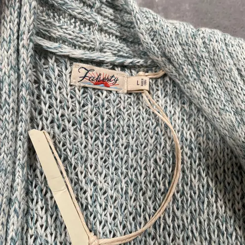 Faherty Sweater Large Heather Blue Longline Duster Coastal Casual Beach New