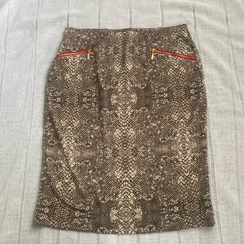 Alfani  snake skin pencil skirt with zipper embellishments.