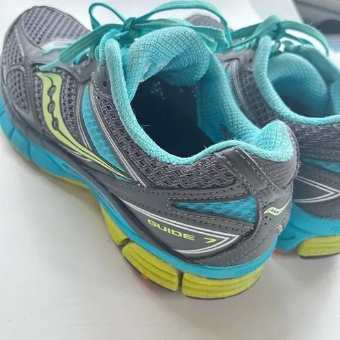 Saucony Womens Guide 7 Running Shoes Gray Blue 10227-4 Low Top Lace Up M…