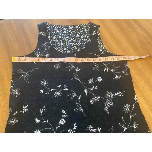 Y2K 90s Reversible Black Floral Maxi Dress Sleeveless Med Soft Grunge Indie