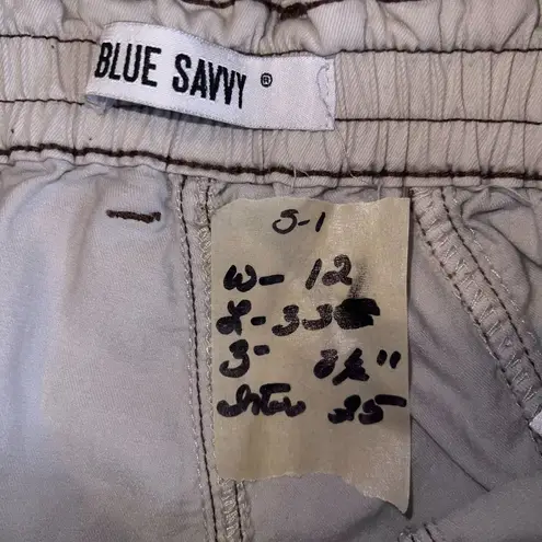 Blue Savvy White Cargo Pants Juniors 1 Utility Pocket Stretch