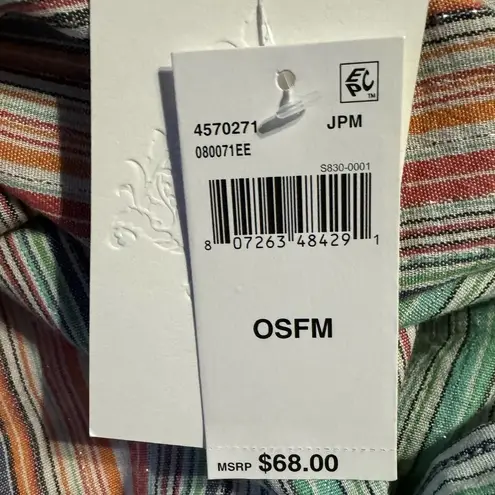 Becca Women’s Woven Metallic Stripe Multicolor Sarong Swim Cover Up One Size New