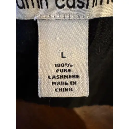 autumn cashmere Sweater Women Large Black Cashmere Rib Knit Tie Front Cardigan