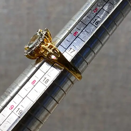 Stunning Gold Sparkle Halo Marquise Aquamarine Statement Piece Ring Size 7