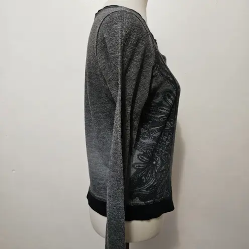 David Cline Women's Gray Subliminal Paisley SweaterSize Medium