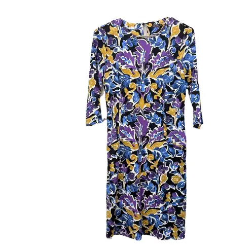 J. McLaughlin Colorful Floral Catalina Cloth Sheath Dress SMALL Pockets