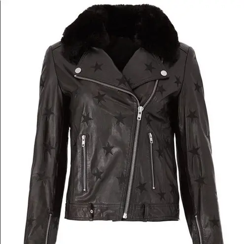 Samantha Sipos Seeing Stars Leather Faux Fur Lined Jacket Size Extra Small Gray - Image 13