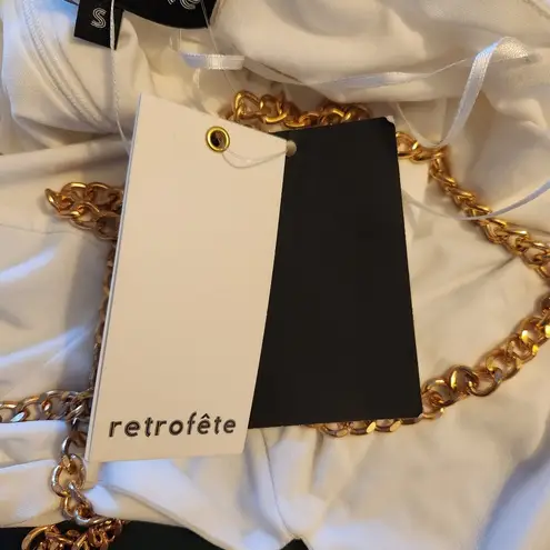 Retrofête Retrofete Valentina Dress in White Sleeveless Small NWT Chain Straps Open Back