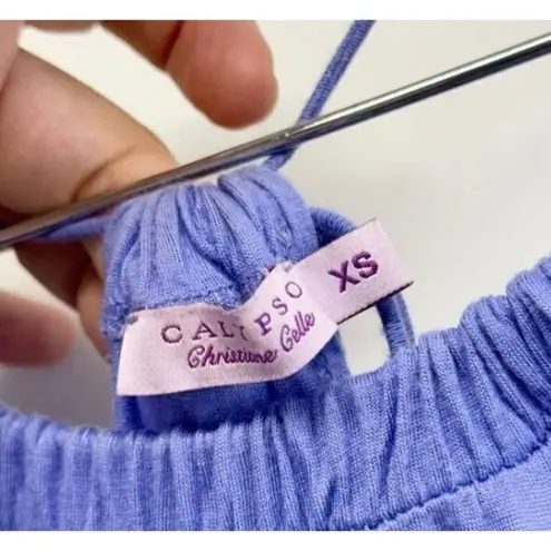 Calypso Christine Celle Purple White Dress XS Spaghetti Strap