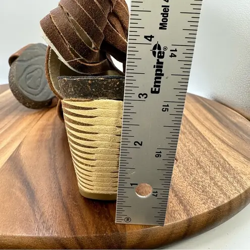 OTBT Free Spirit Fringe Heeled Sandal Ankle Booties Brown Leather Western Boho 7