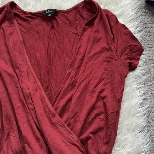 Lulus  Red Wrap Bodysuit Short Sleeve