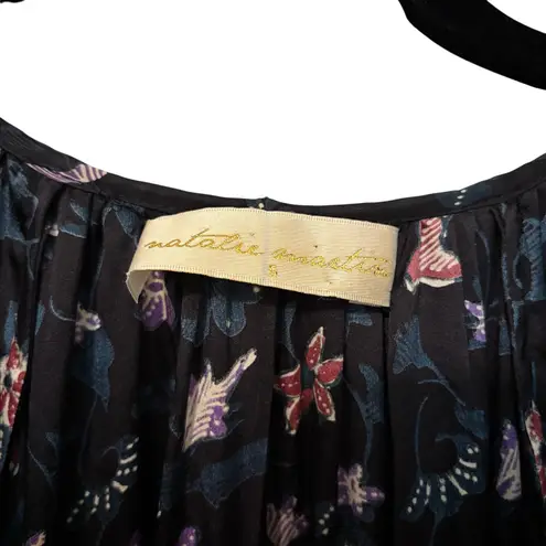 Natalie Martin Revolve Black Purple 100% Silk Briana Lotus Maxi Dress Size Small