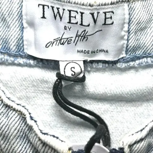 NWT OnTwelve Womens Heart Shaped Mini Denim Dress Light Wash Size Small Blue