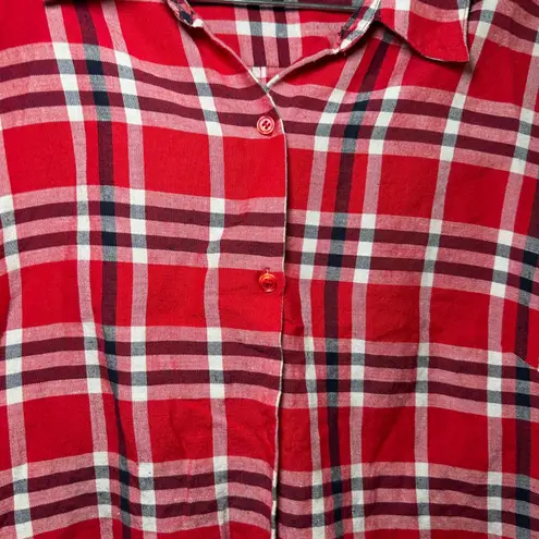 Good Clothes Red‎ Plaid Button Down Long Sleeve Shirt Womens XL Cotton western Red