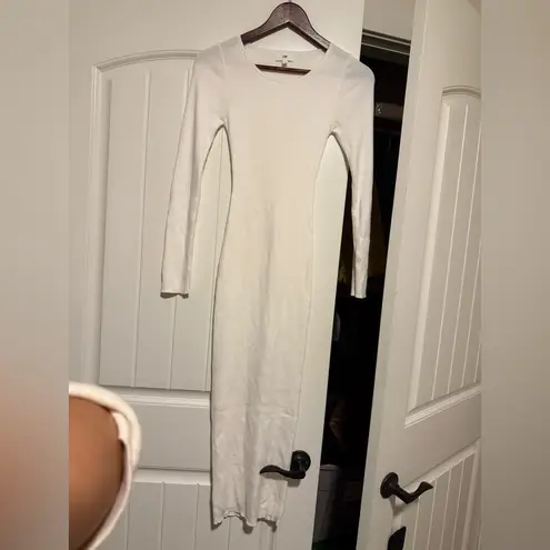 LPA  Classic ribbed White Long Sleeve Dress