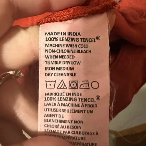 prAna Button Up Tank Talton Dress Sleeveless Tencel Red Orange Womens Small