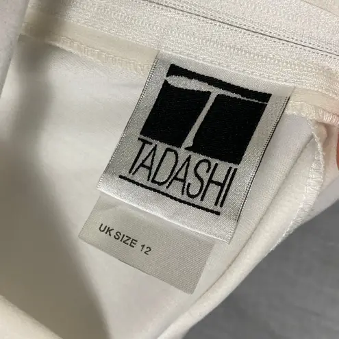 Tadashi Shoji Vintage Tadashi 100% Silk Ivory Draped Wrap Blouse Sheer Chiffon Sleeves S 10