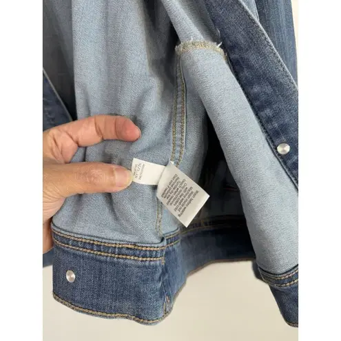 Evri Womens Denim Jacket Size 3X Blue Long Sleeves Pockets Casual Chic Neutral