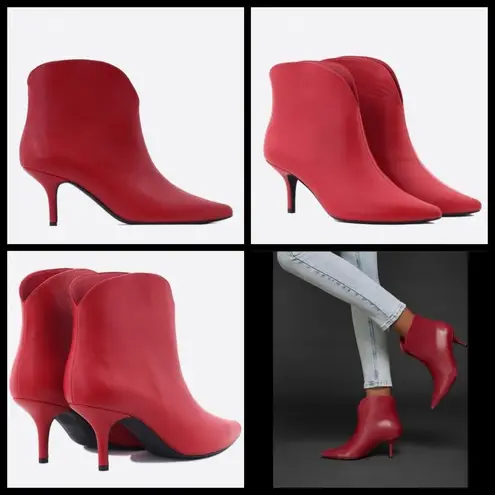 ANINE BING ππ Annabelle Boots 100% Leather Pointed Toe Ankle Booties Red 37