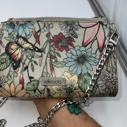 Sakroots Wallet Clutch Wristlet Chain Butterfly Floral Bugs Bees Garden Boho