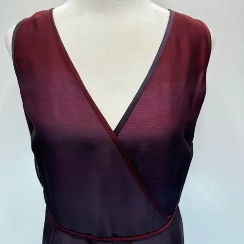 Kay Unger NEW  New York Burgundy to Deep Purple Ombré Sleeveless Wrap Dress Sz 10