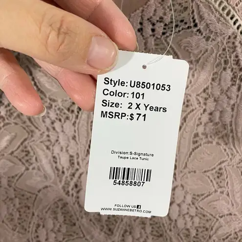 Suzanne Betro Women's Dusty Pink Overlay Lace Short Sleeve Blouse Size 2X NWT