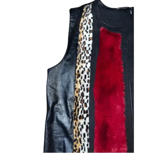 Jane & John Leopard Print Wool Knit Tunic Vest Size Small Red