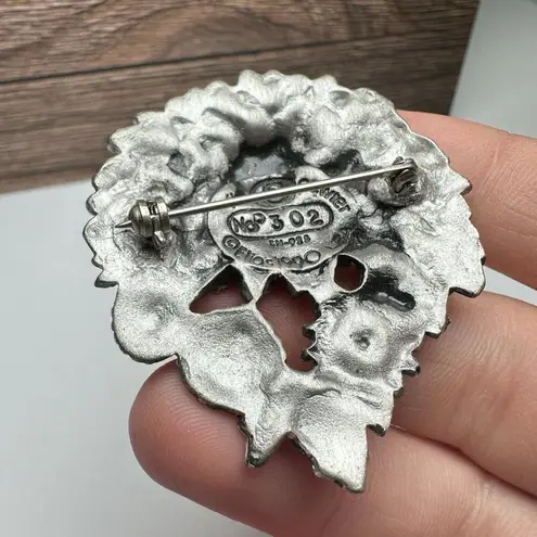 Elias 1990 USA Fine Pewter Flower Pin Brooch No. P302 Signed Silver