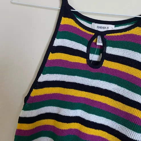 Forever 21 rainbow stripe cropped retro knit sweater tank top NWT NEW