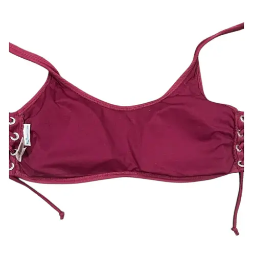 California Waves Wine Lace Up Back Hook Bikini Top Beach Swim Juniors size XL