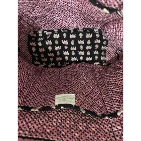 Vera Bradley Villager Tote Bag Pink Elephants Retired Black Quilted RARE 2007