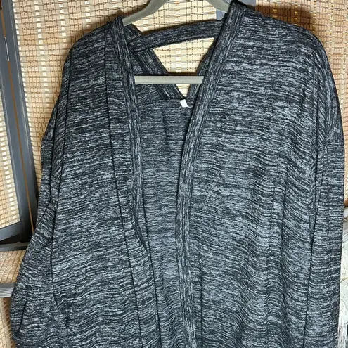 Heathered Charcoal Gray Open Cardigan, with keyhole back. Size XL