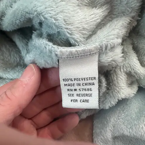 Miss Selfie Fuzzy Crop Pullover Light Teal Half Zip Plush Long Sleeve M Blue Size M - Image 5