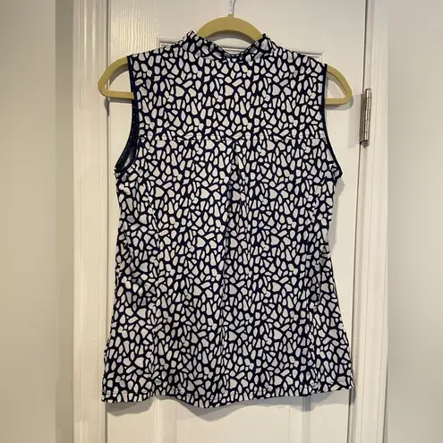 Lady Hagen Size S Quarter Zip Sleeveless Collared Navy Blue White Top Golf