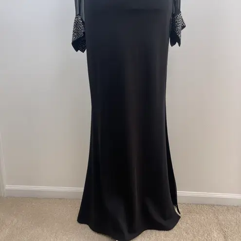 Nicole Bakti Sexy Fitted Evening Gown Dress Mesh Rhinestones