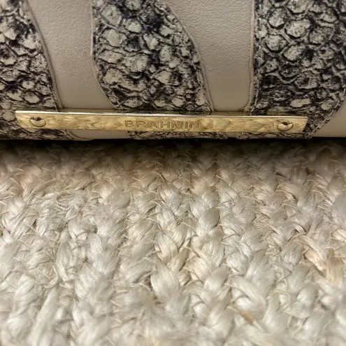 Brahmin Women’s Leather Cream Black Snake Skin Satchel Designer Handbag