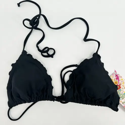 Luli Fama NWT Cosita Buena Wavey Triangle Strappy Bikini Top Size M Black