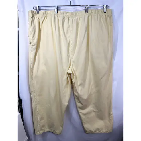 Woman Within Plus Size 36T Cropped Pants Capri Light Yellow Cotton Elastic 1535