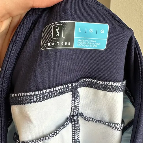 PGA Tour Blue and White Tie Dye Print Ankle Leggings, Size Large