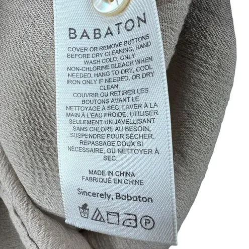 Babaton Carrington Blouse Top Tan S Button Up Neutral Minimalist Office Basic